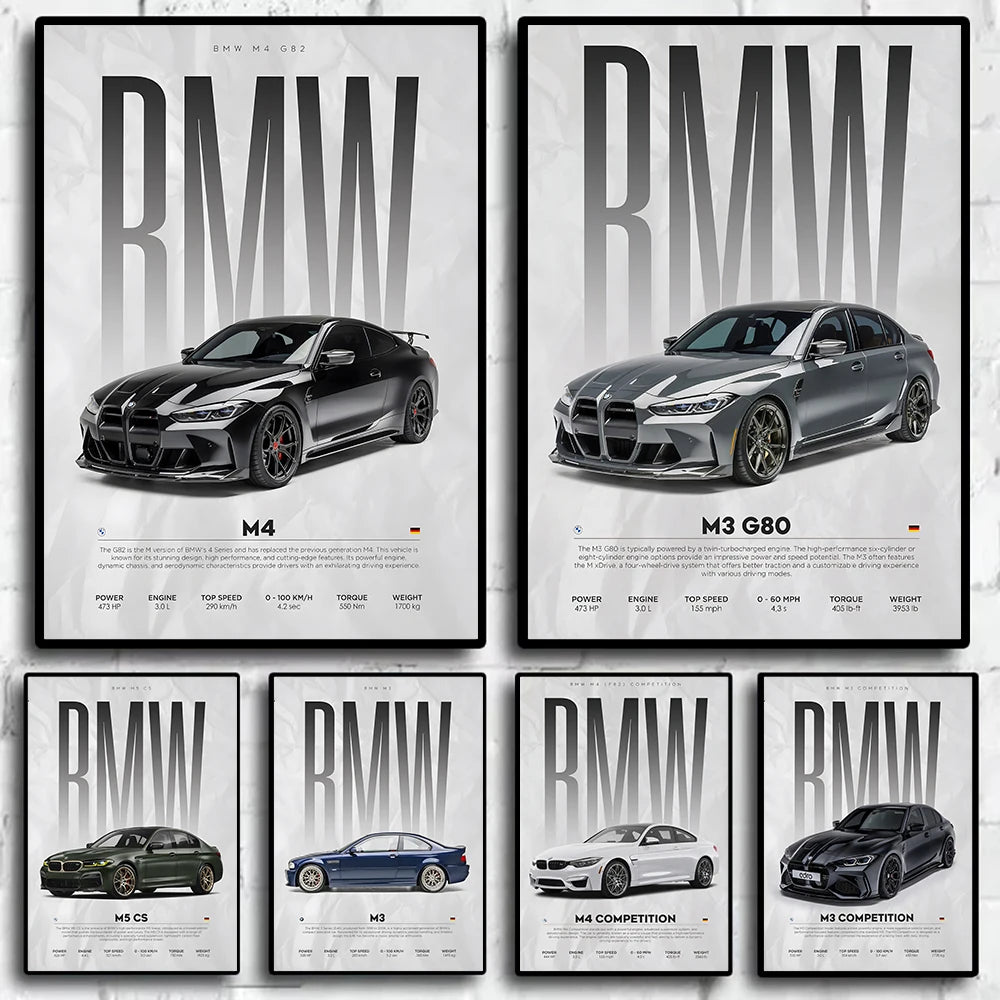 Póster de Coches Famosos - Cuadro Mural Moderno en Lienzo - Arte de Pared para Decoración de Salón