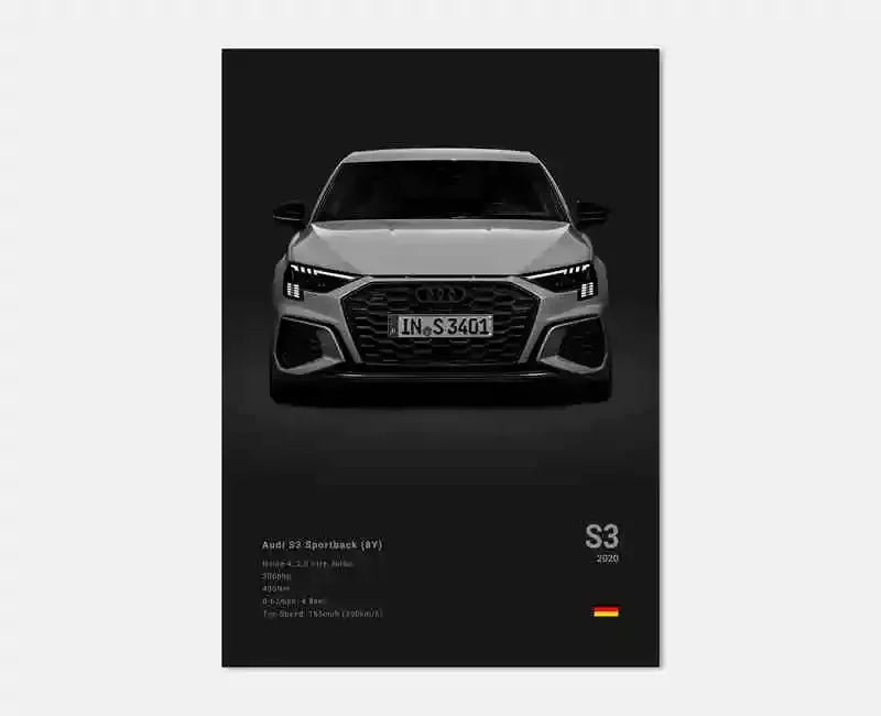 Póster Coches Alemanes RS3 R8 GTR - Impresión Canvas para Decoración