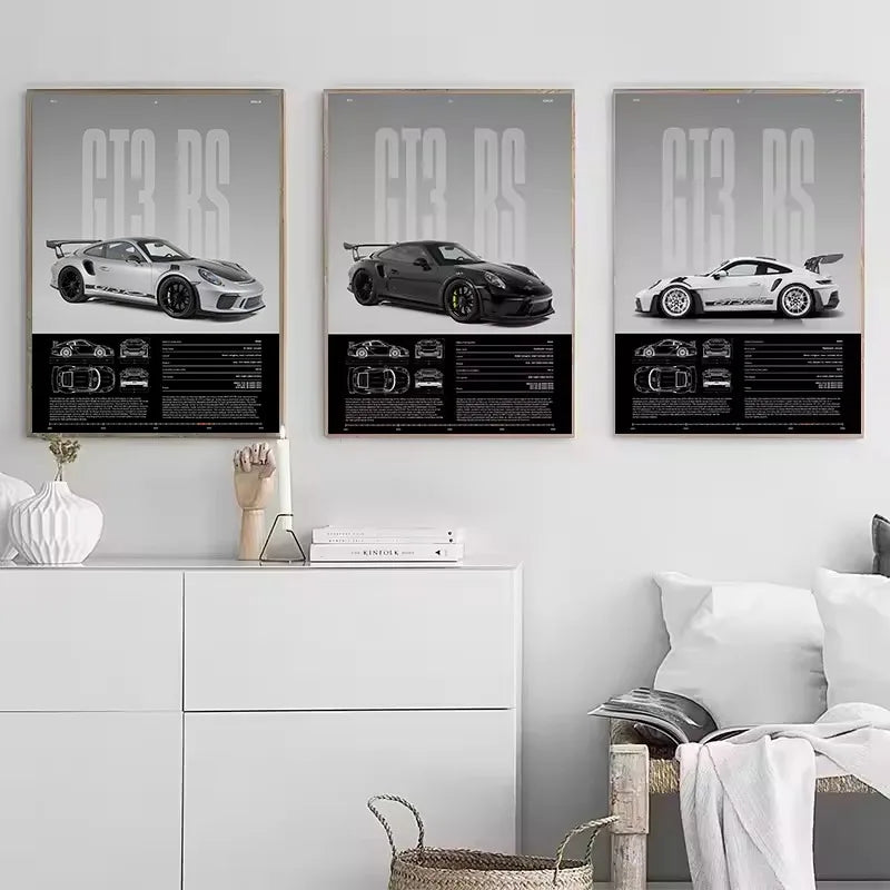 Póster GT3-RS Minimalista - Impresión Canvas Deportivo de Lujo