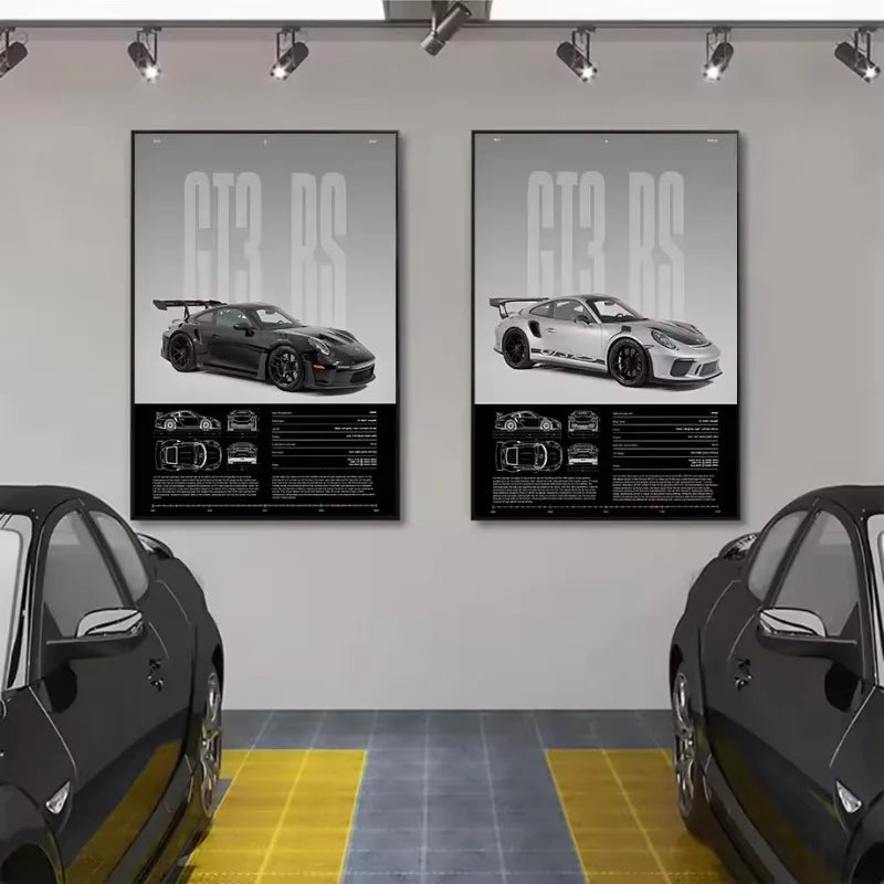 Póster GT3-RS Minimalista - Impresión Canvas Deportivo de Lujo