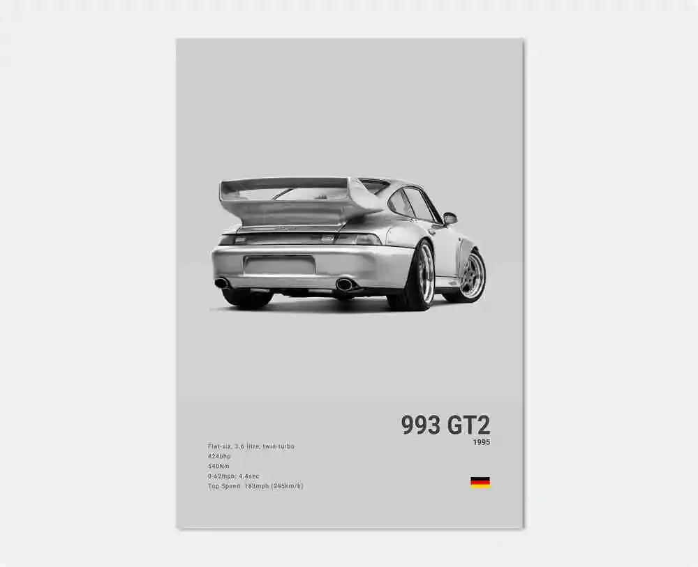 Póster Porsche 911 GT3 RS Turbo - Impresión Canvas HD para Garaje