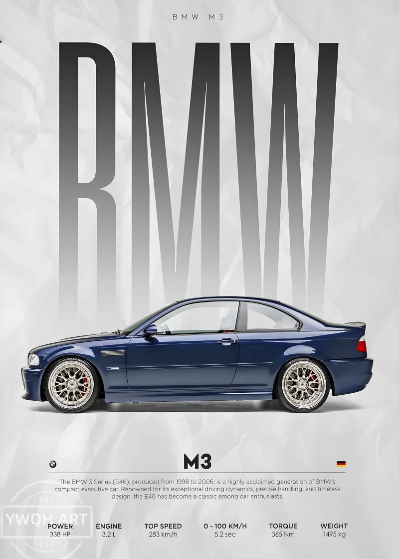 Póster de Coches Famosos - Cuadro Mural Moderno en Lienzo - Arte de Pared para Decoración de Salón