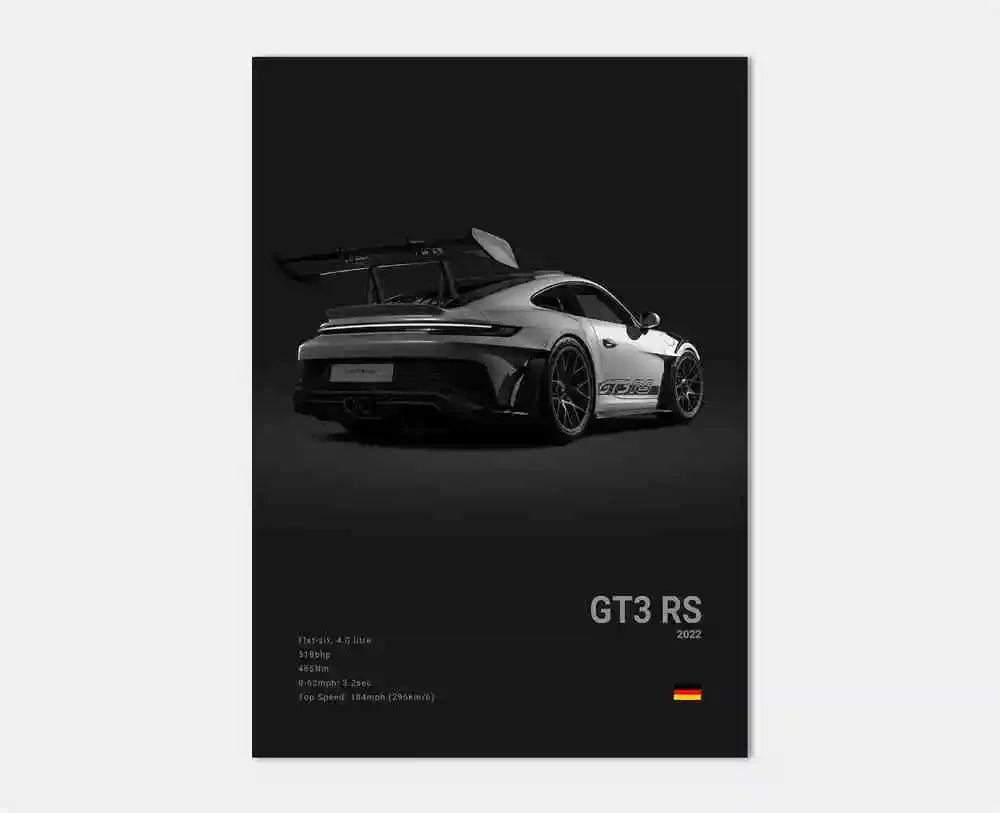 Póster Porsche 911 GT3 RS Turbo - Impresión Canvas HD para Garaje
