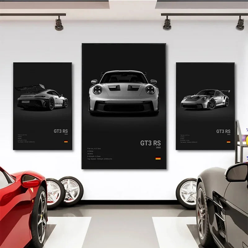 Póster Porsche 911 GT3 RS Turbo - Impresión Canvas HD para Garaje