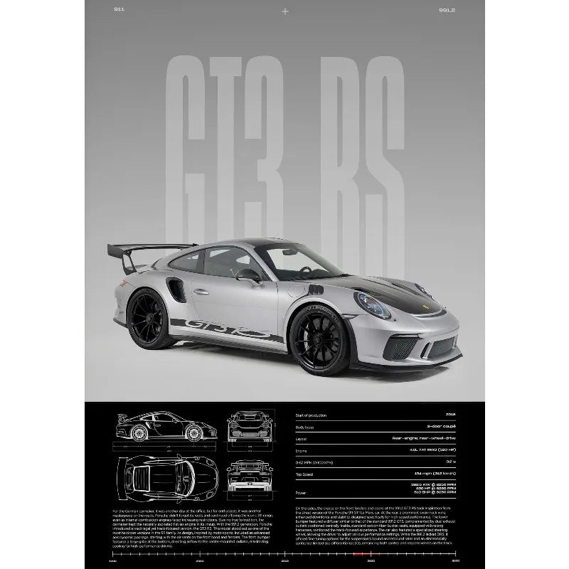 Póster GT3-RS Minimalista - Impresión Canvas Deportivo de Lujo