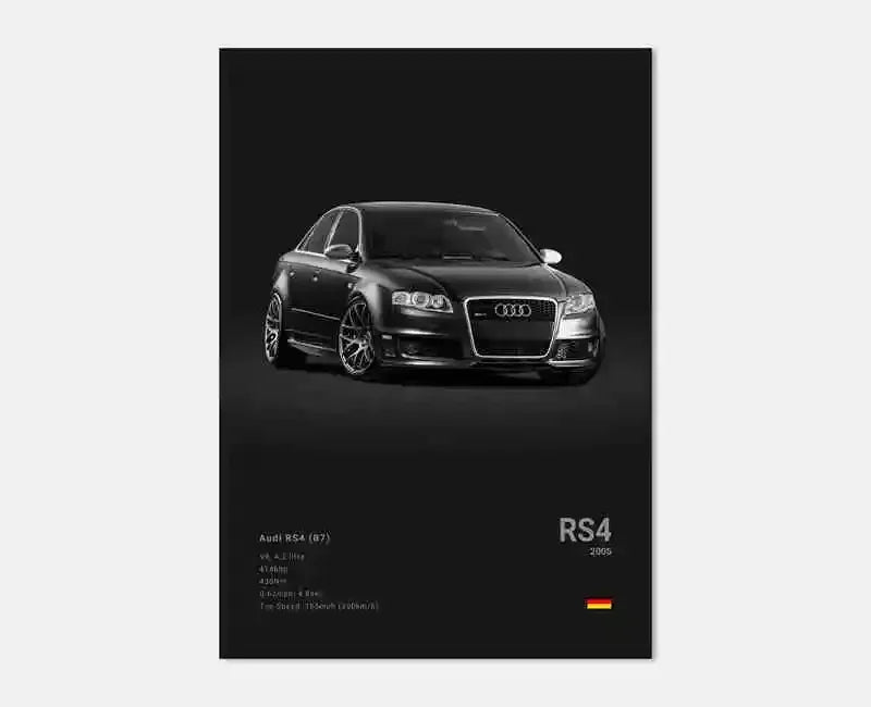 Póster Coches Alemanes RS3 R8 GTR - Impresión Canvas para Decoración