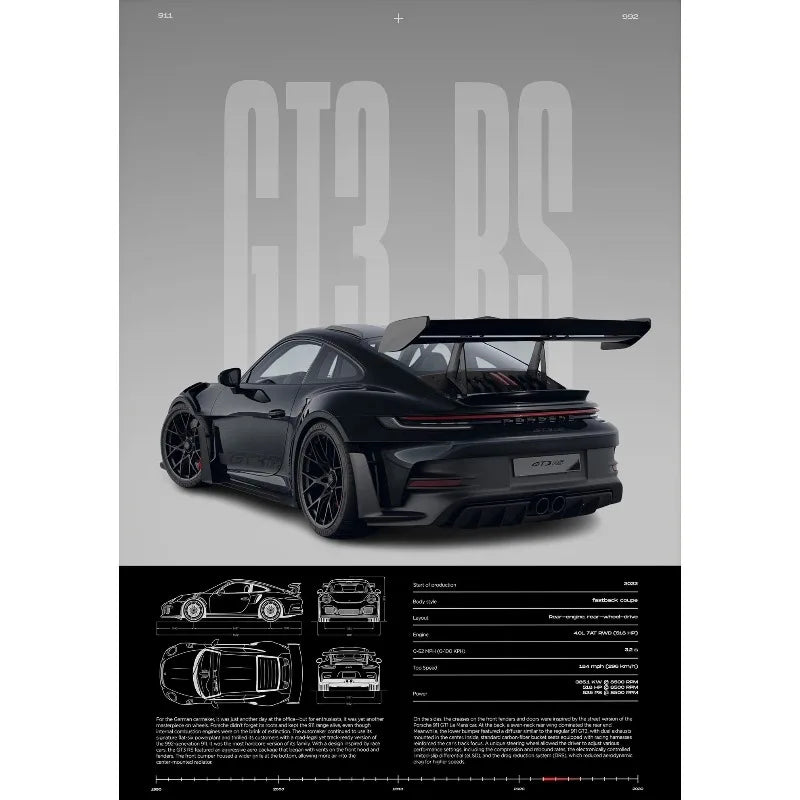 Póster GT3-RS Minimalista - Impresión Canvas Deportivo de Lujo