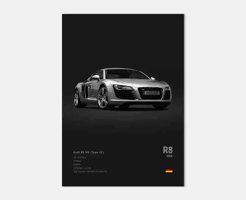 Póster Coches Alemanes RS3 R8 GTR - Impresión Canvas para Decoración