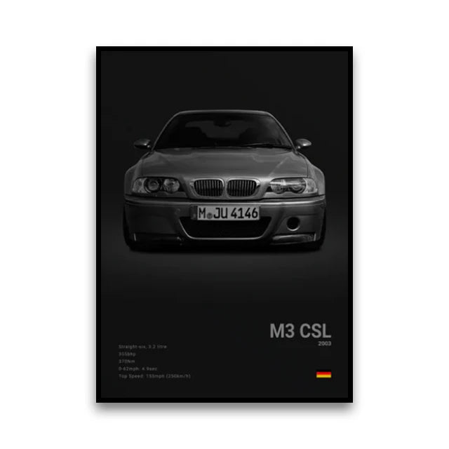 Póster Canvas BMW Coches Clásicos G80 M3 E30 M3 Z8 - Sin Marco 20x30 30x40 40x60 50x70cm