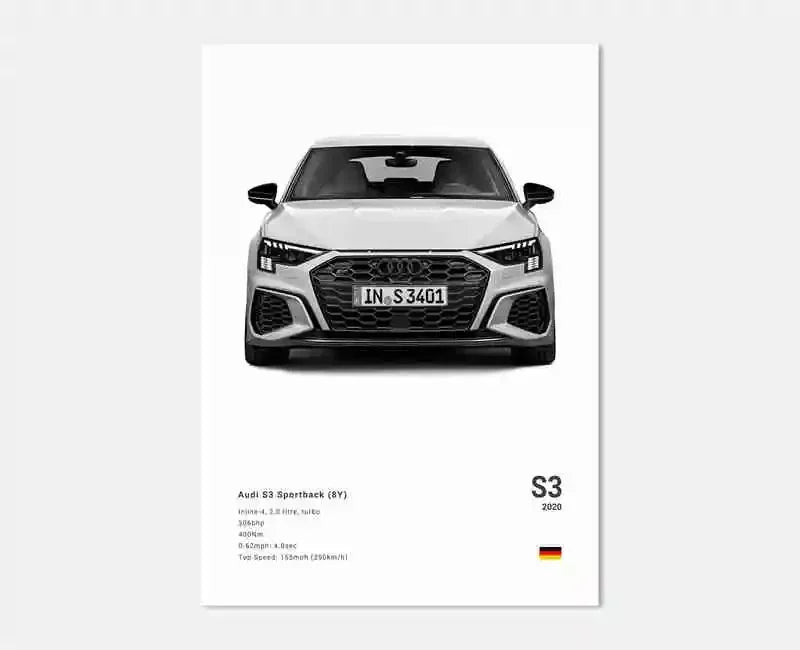Póster Coches Alemanes RS3 R8 GTR - Impresión Canvas para Decoración