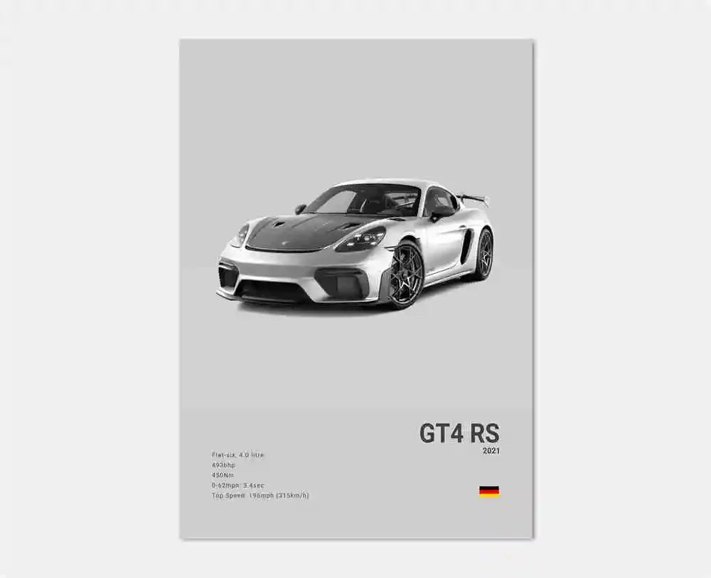 Póster Porsche 911 GT3 RS Turbo - Impresión Canvas HD para Garaje