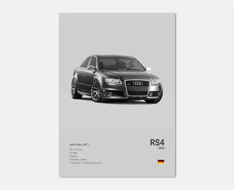 Póster Coches Alemanes RS3 R8 GTR - Impresión Canvas para Decoración