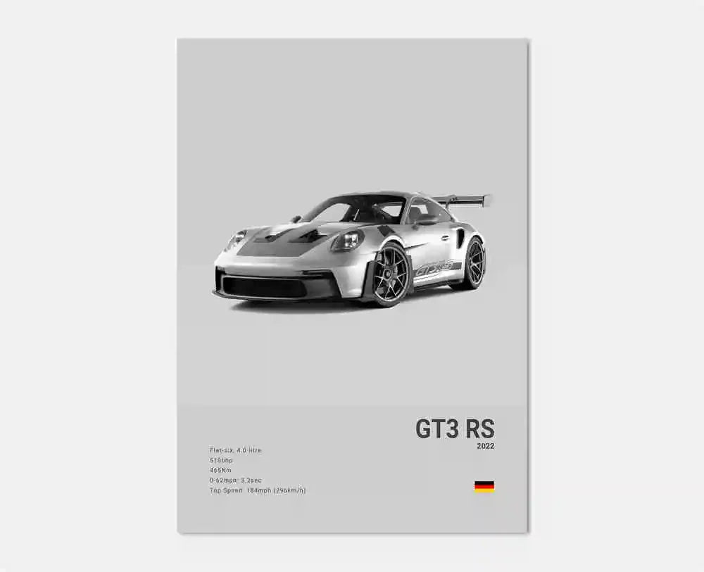 Póster Porsche 911 GT3 RS Turbo - Impresión Canvas HD para Garaje