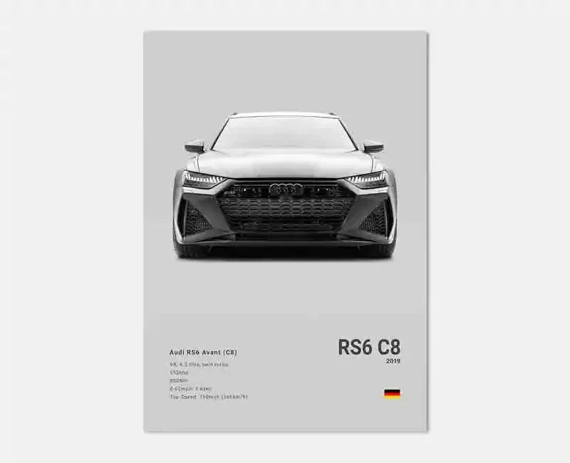 Póster Coches Alemanes RS3 R8 GTR - Impresión Canvas para Decoración
