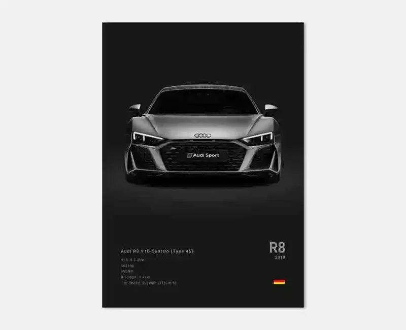 Póster Coches Alemanes RS3 R8 GTR - Impresión Canvas para Decoración