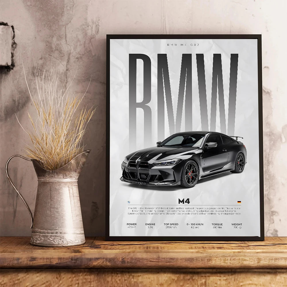 Póster de Coches Famosos - Cuadro Mural Moderno en Lienzo - Arte de Pared para Decoración de Salón