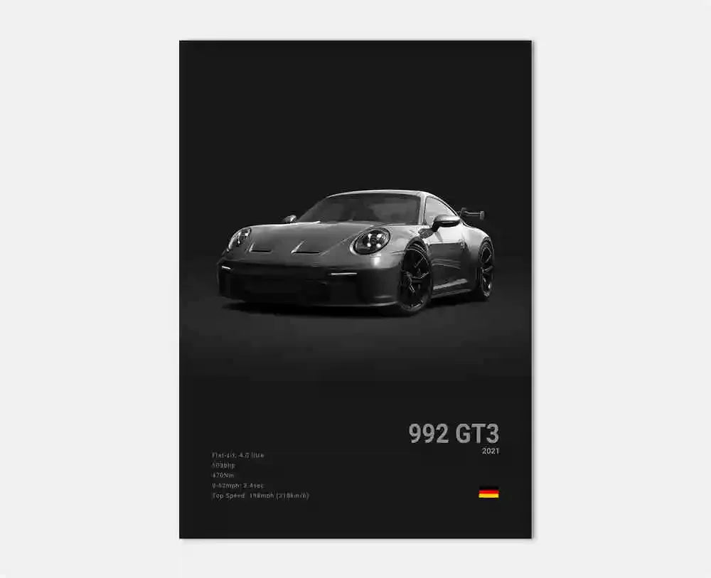 Póster Porsche 911 GT3 RS Turbo - Impresión Canvas HD para Garaje