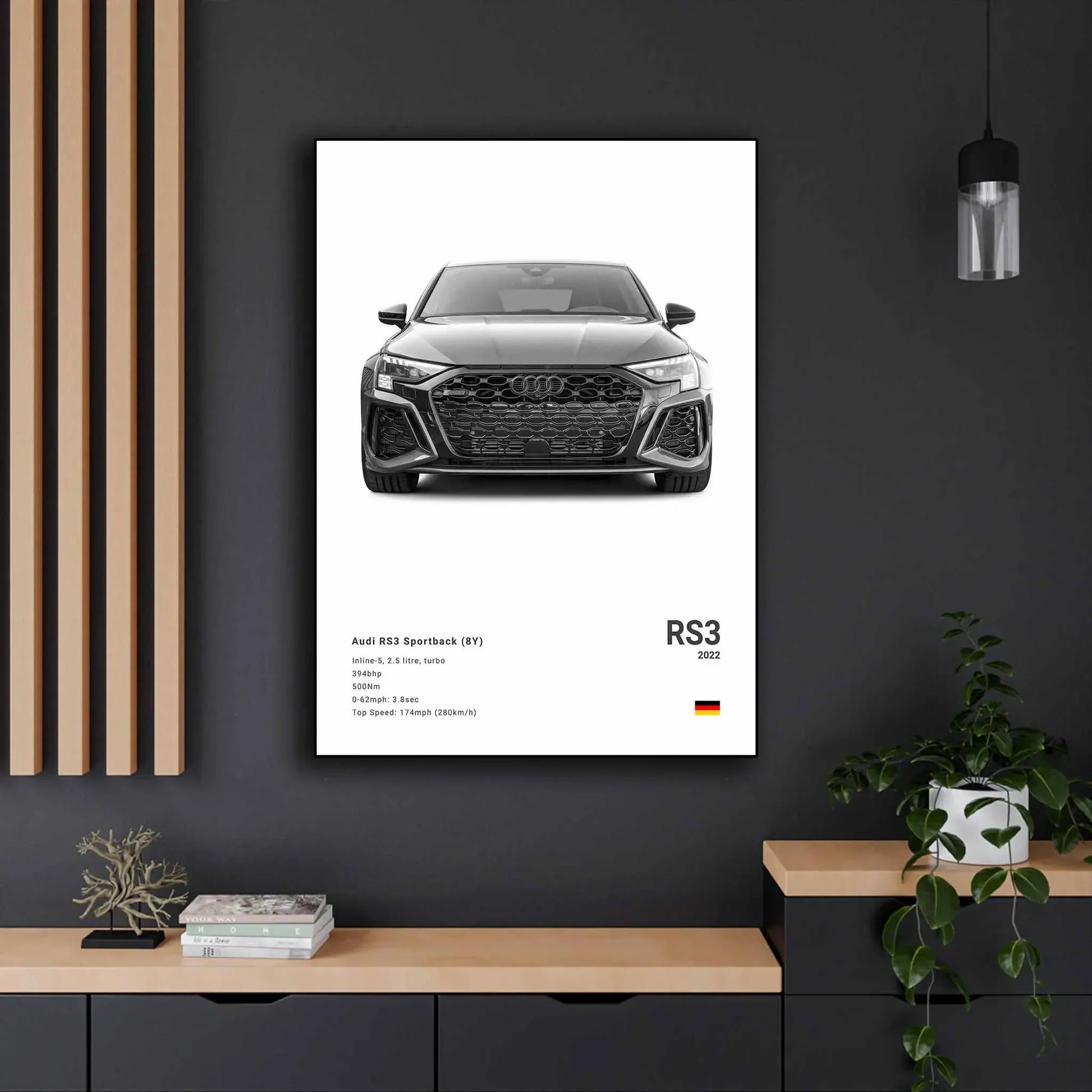 Póster Coches Alemanes RS3 R8 GTR - Impresión Canvas para Decoración
