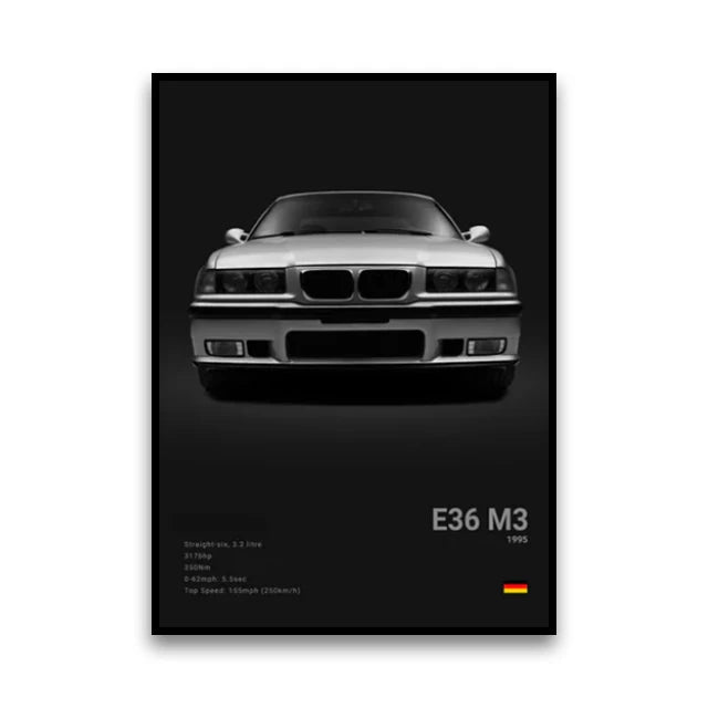 Póster Canvas BMW Coches Clásicos G80 M3 E30 M3 Z8 - Sin Marco 20x30 30x40 40x60 50x70cm