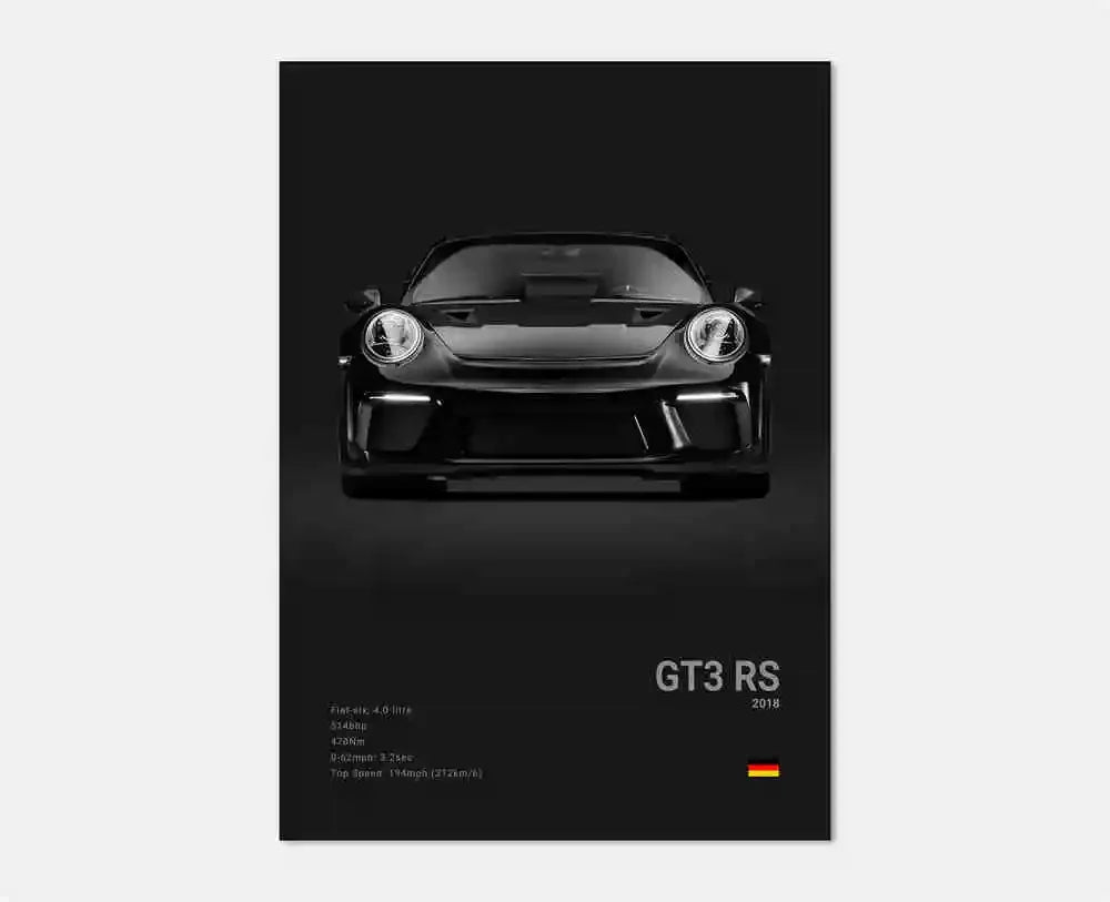 Póster Porsche 911 GT3 RS Turbo - Impresión Canvas HD para Garaje