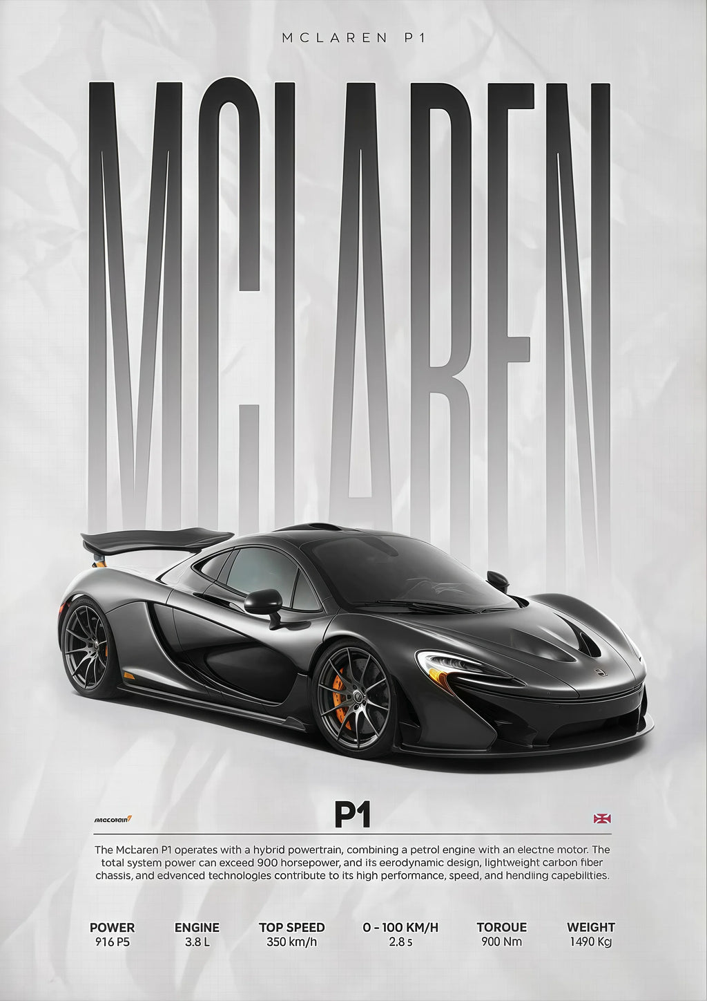 Póster W16 750S - Impresión Canvas Deportivo de Lujo Moderno