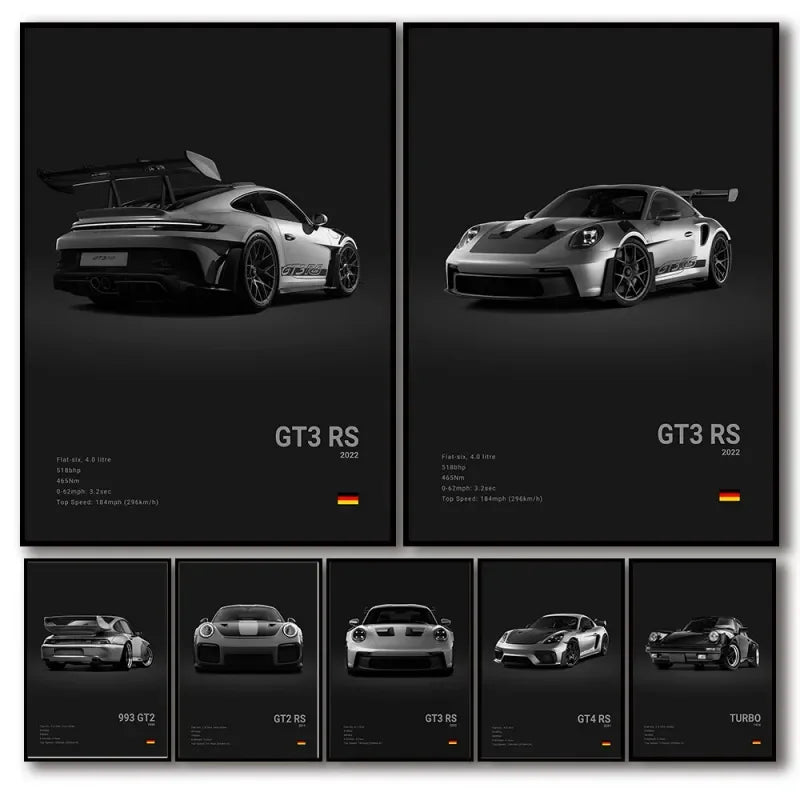 Póster Porsche 911 GT3 RS Turbo - Impresión Canvas HD para Garaje