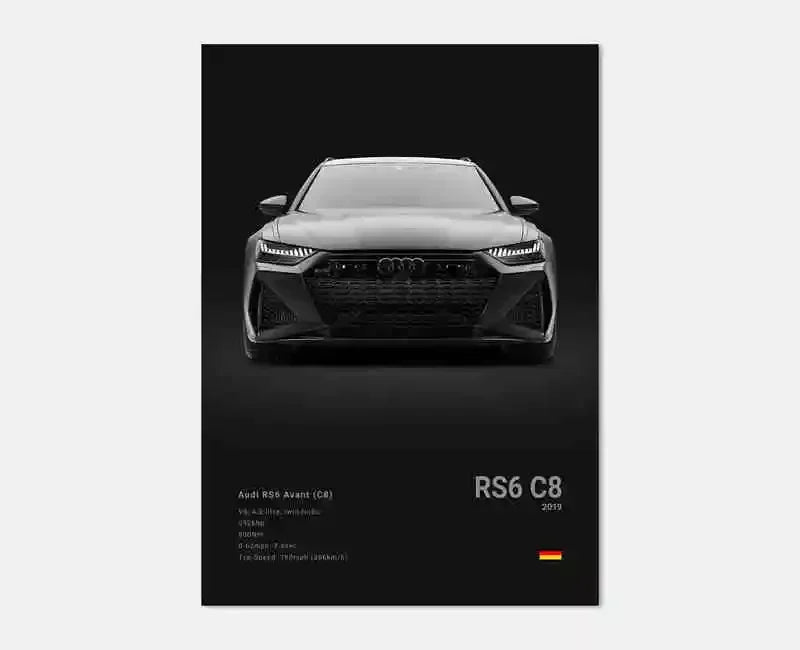 Póster Coches Alemanes RS3 R8 GTR - Impresión Canvas para Decoración