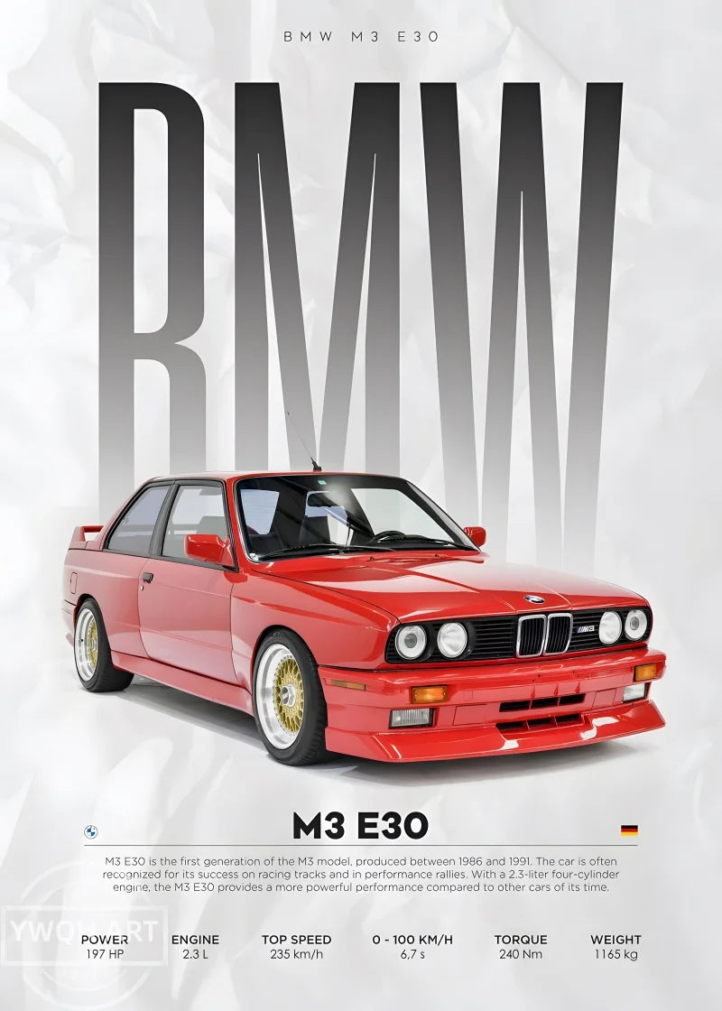 Póster de Coches Famosos - Cuadro Mural Moderno en Lienzo - Arte de Pared para Decoración de Salón