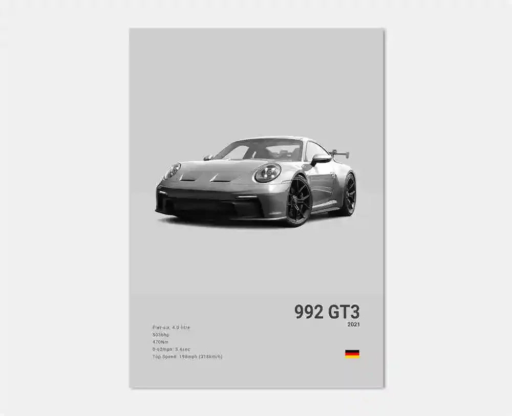 Póster Porsche 911 GT3 RS Turbo - Impresión Canvas HD para Garaje
