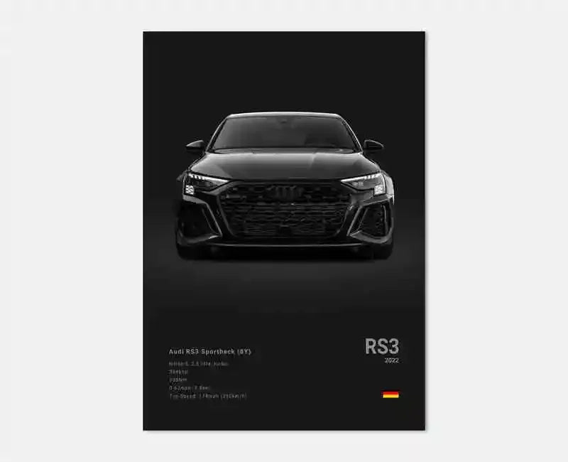 Póster Coches Alemanes RS3 R8 GTR - Impresión Canvas para Decoración