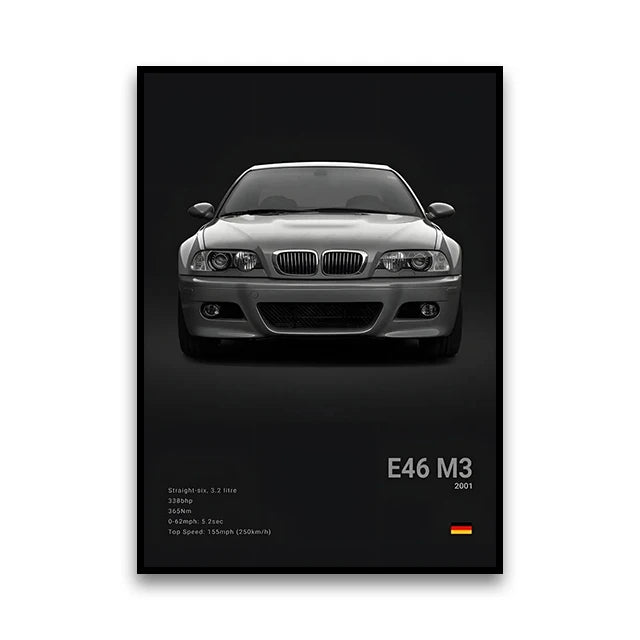 Póster Canvas BMW Coches Clásicos G80 M3 E30 M3 Z8 - Sin Marco 20x30 30x40 40x60 50x70cm