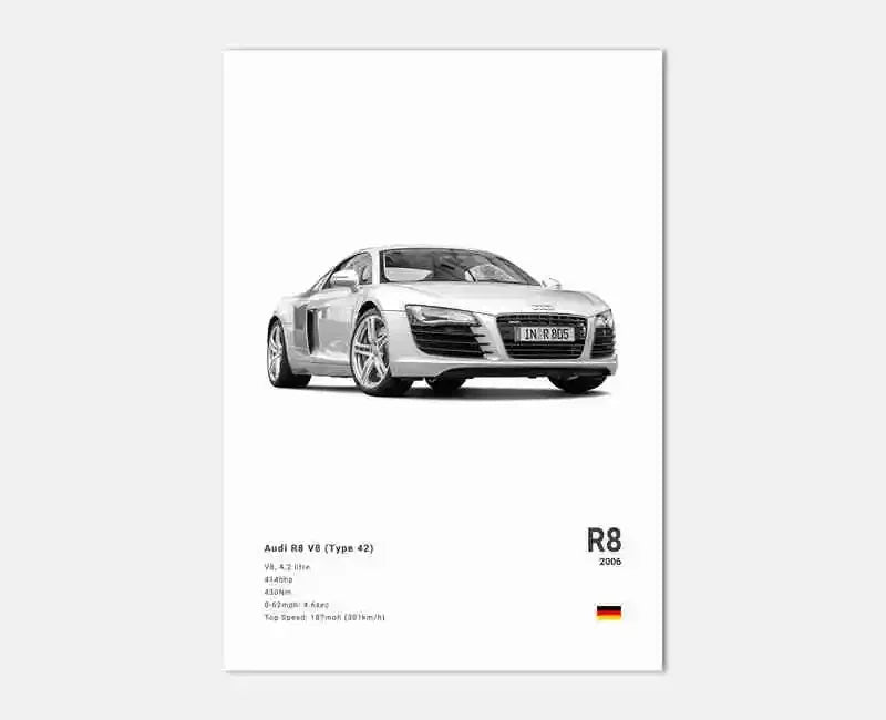 Póster Coches Alemanes RS3 R8 GTR - Impresión Canvas para Decoración