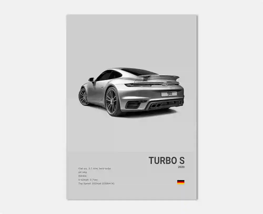 Póster Porsche 911 GT3 RS Turbo - Impresión Canvas HD para Garaje
