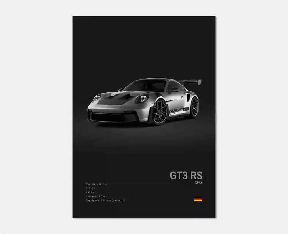 Póster Porsche 911 GT3 RS Turbo - Impresión Canvas HD para Garaje