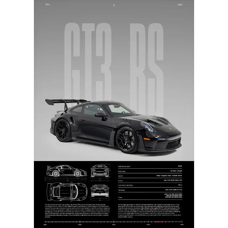 Póster GT3-RS Minimalista - Impresión Canvas Deportivo de Lujo