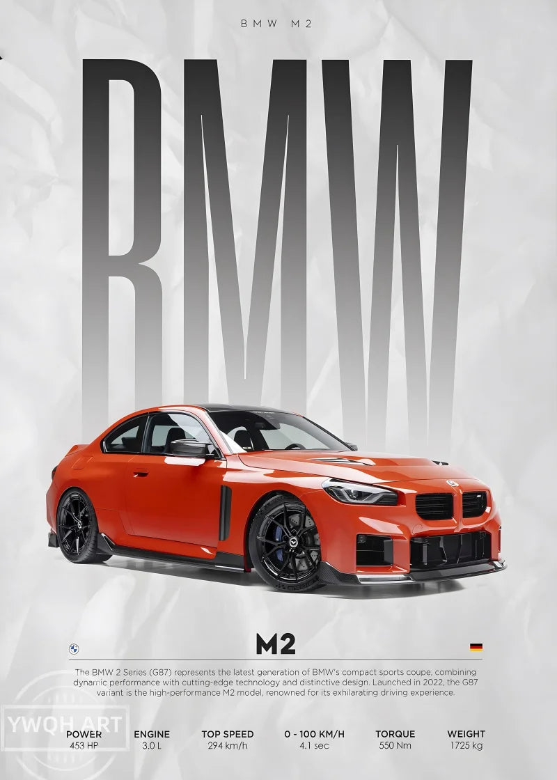 Póster de Coches Famosos - Cuadro Mural Moderno en Lienzo - Arte de Pared para Decoración de Salón