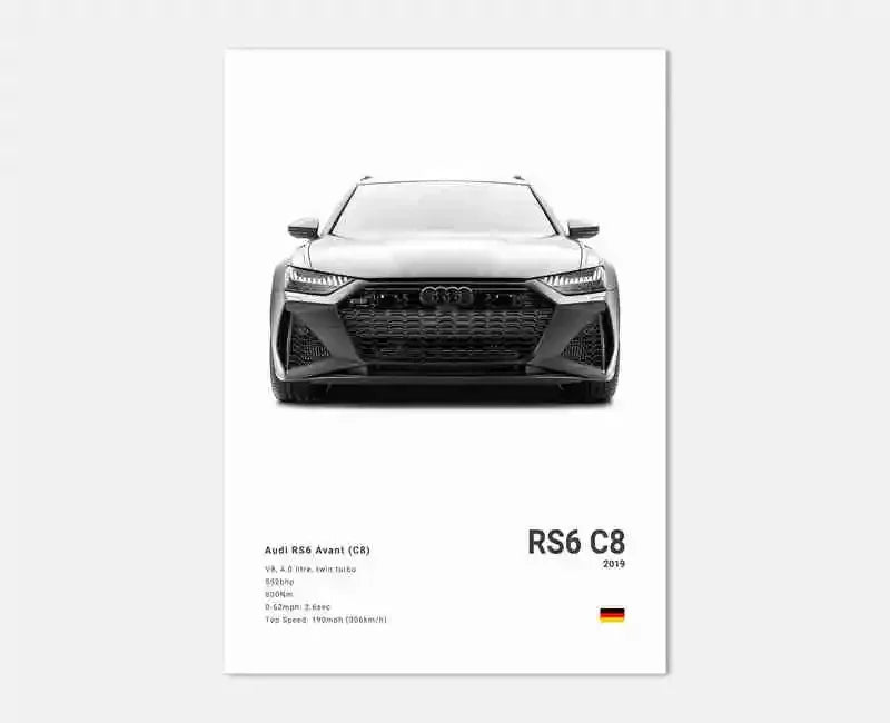Póster Coches Alemanes RS3 R8 GTR - Impresión Canvas para Decoración