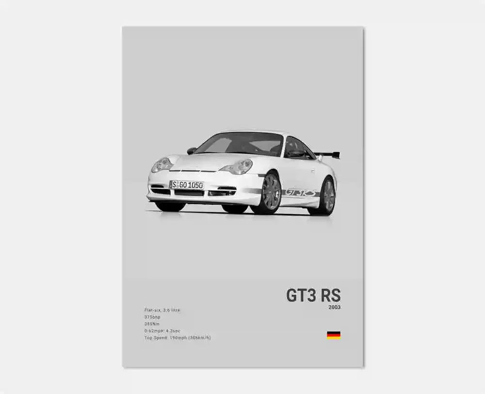Póster Porsche 911 GT3 RS Turbo - Impresión Canvas HD para Garaje