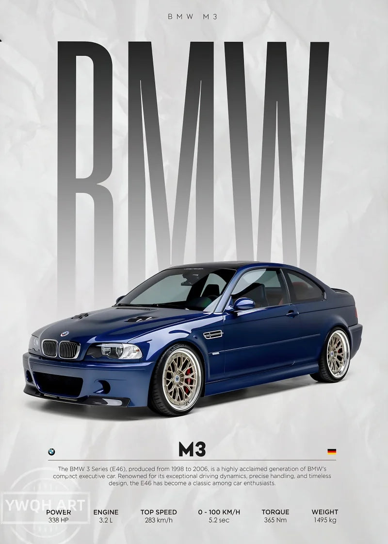 Póster de Coches Famosos - Cuadro Mural Moderno en Lienzo - Arte de Pared para Decoración de Salón