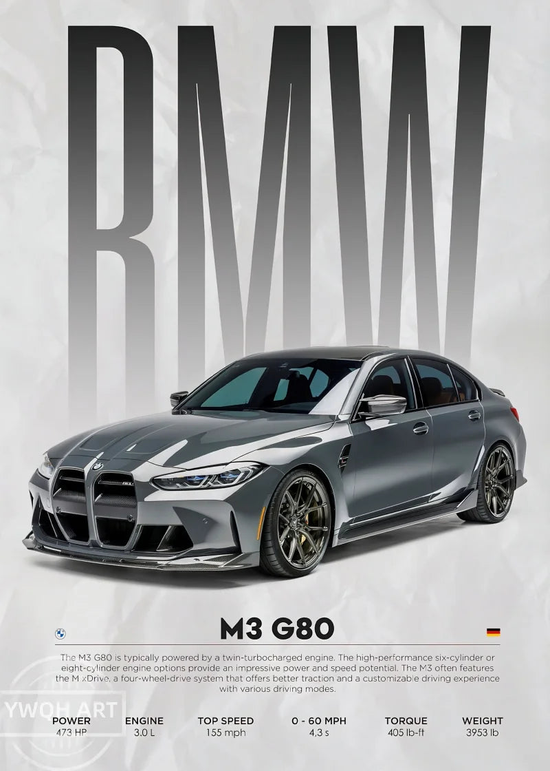 Póster de Coches Famosos - Cuadro Mural Moderno en Lienzo - Arte de Pared para Decoración de Salón