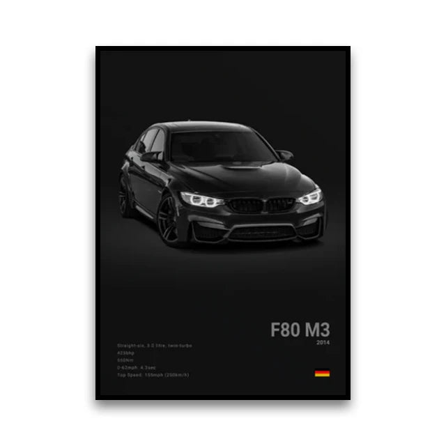 Póster Canvas BMW Coches Clásicos G80 M3 E30 M3 Z8 - Sin Marco 20x30 30x40 40x60 50x70cm