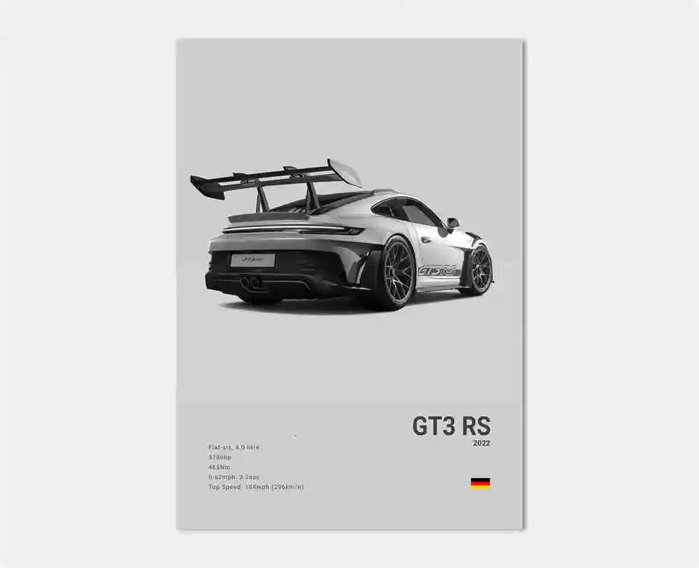 Póster Porsche 911 GT3 RS Turbo - Impresión Canvas HD para Garaje