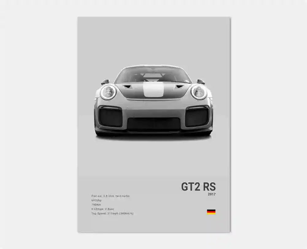 Póster Porsche 911 GT3 RS Turbo - Impresión Canvas HD para Garaje