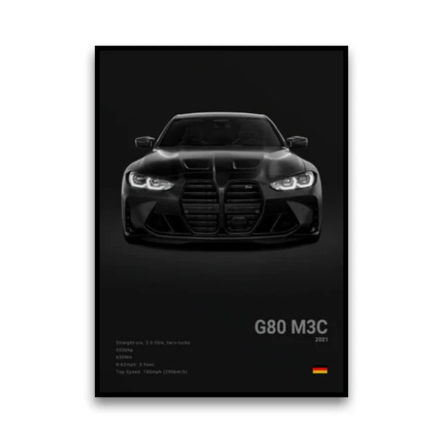 Póster Canvas BMW Coches Clásicos G80 M3 E30 M3 Z8 - Sin Marco 20x30 30x40 40x60 50x70cm