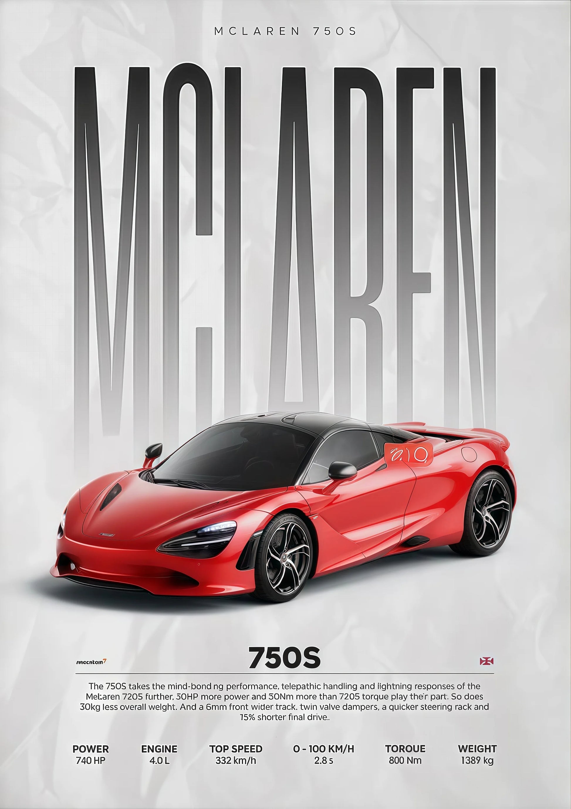 Póster W16 750S - Impresión Canvas Deportivo de Lujo Moderno