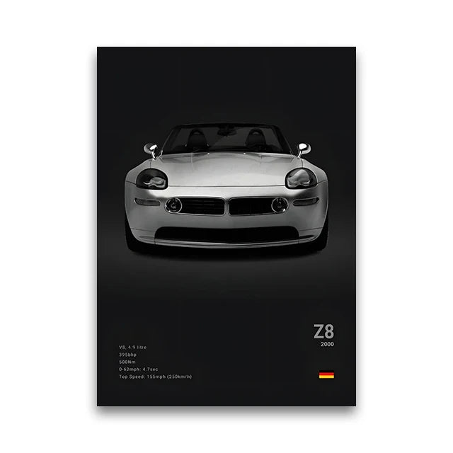 Póster Canvas BMW Coches Clásicos G80 M3 E30 M3 Z8 - Sin Marco 20x30 30x40 40x60 50x70cm