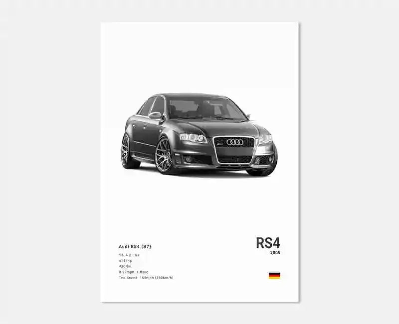 Póster Coches Alemanes RS3 R8 GTR - Impresión Canvas para Decoración