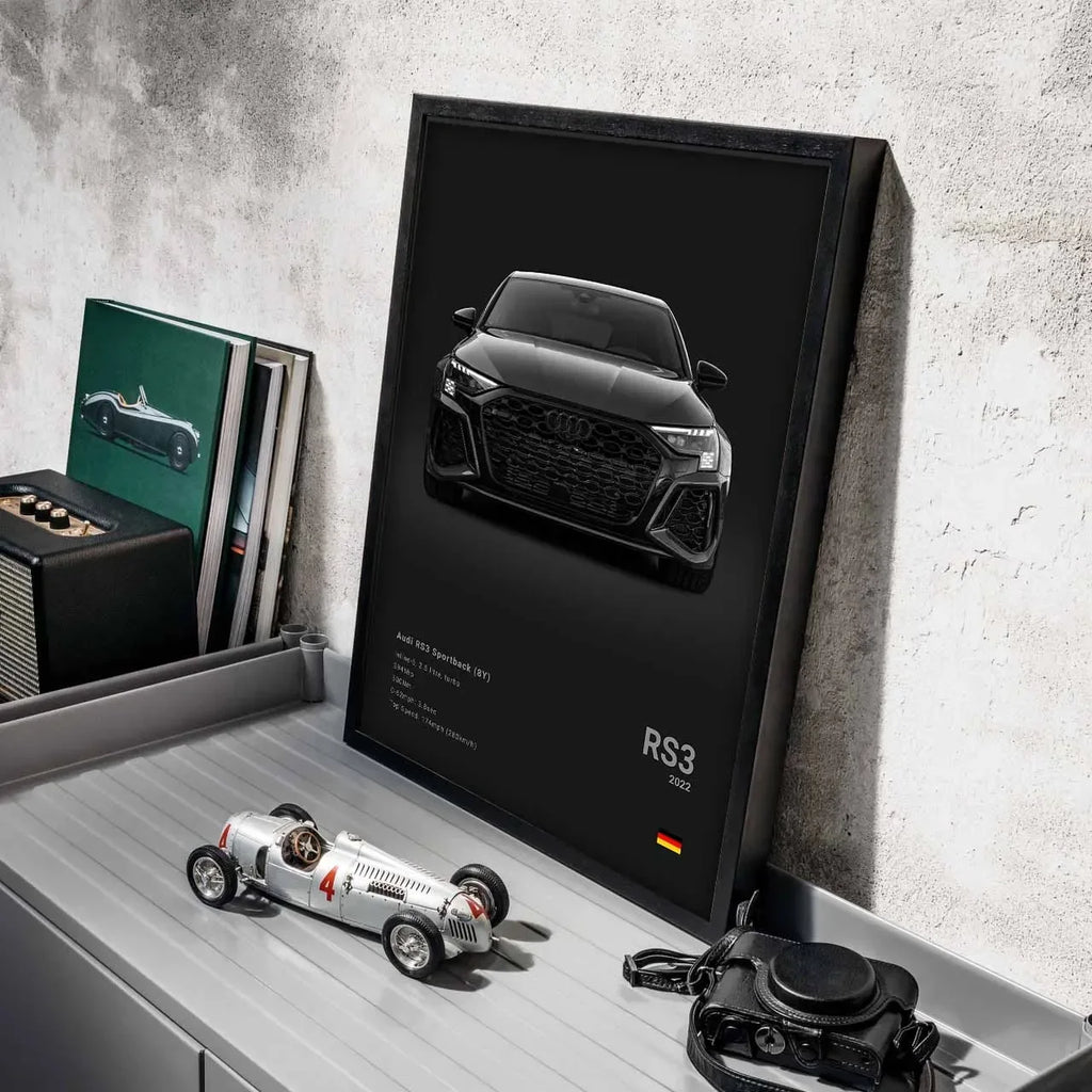 Póster Coches Alemanes RS3 R8 GTR - Impresión Canvas para Decoración