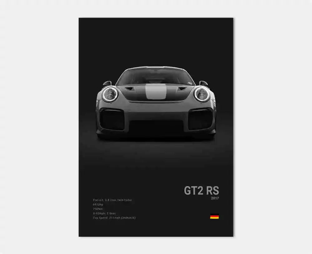 Póster Porsche 911 GT3 RS Turbo - Impresión Canvas HD para Garaje