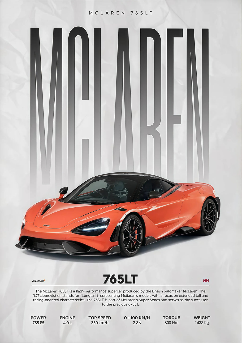 Póster W16 750S - Impresión Canvas Deportivo de Lujo Moderno